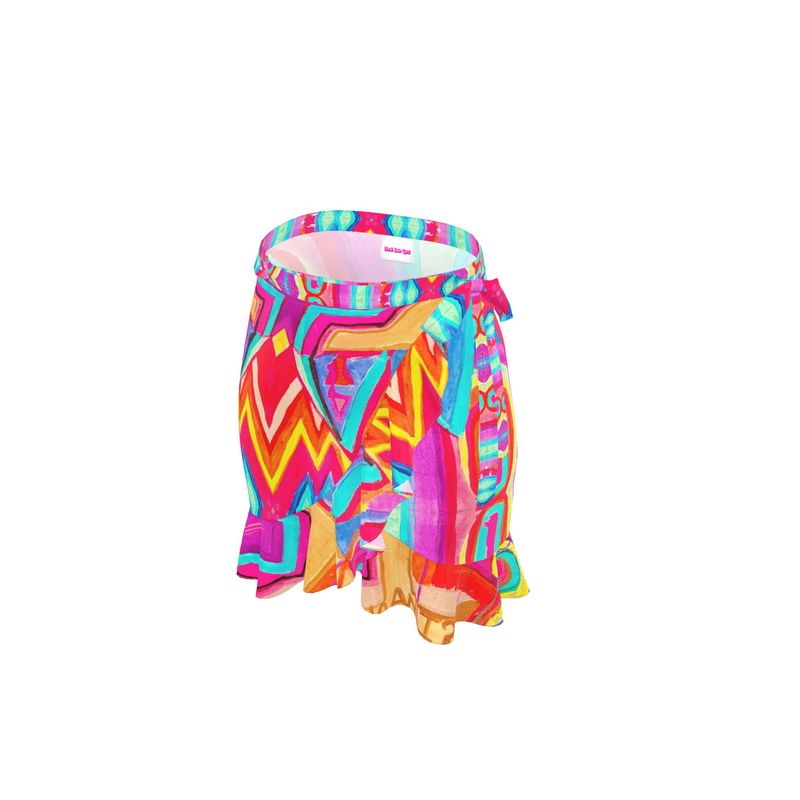 JSQ  Jené  Sais Quoi Multicolored Silk Wrap Skirt