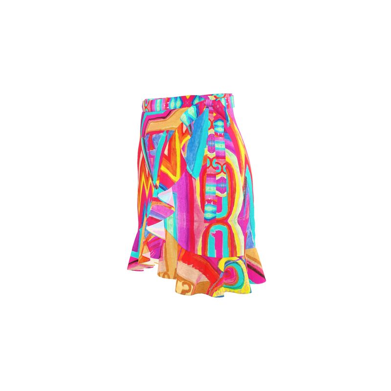 JSQ  Jené  Sais Quoi Multicolored Silk Wrap Skirt