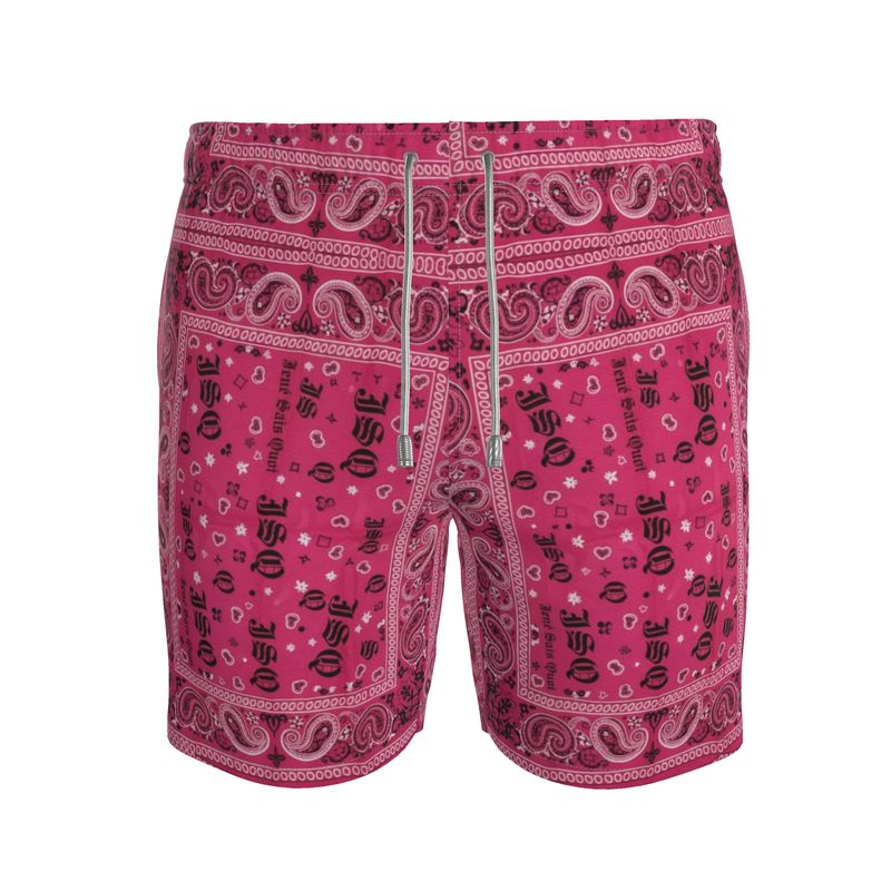 Men’s Hot Pink Bandana Print Shorts