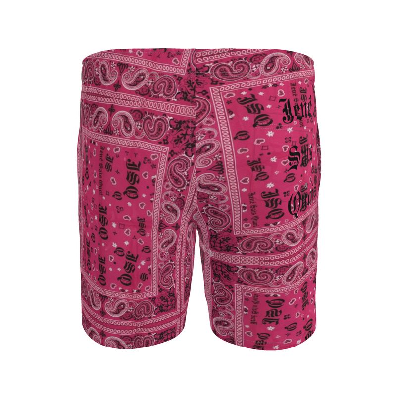 Men’s Hot Pink Bandana Print Shorts