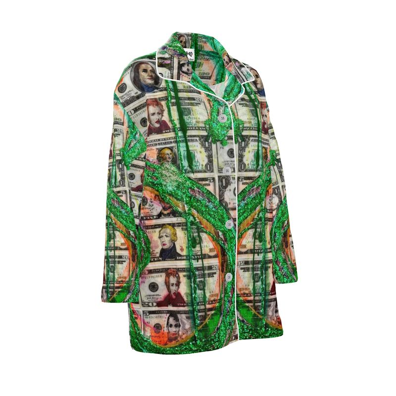 Jené Sais Quoi The Price Right Money Print Silk Pajama Top