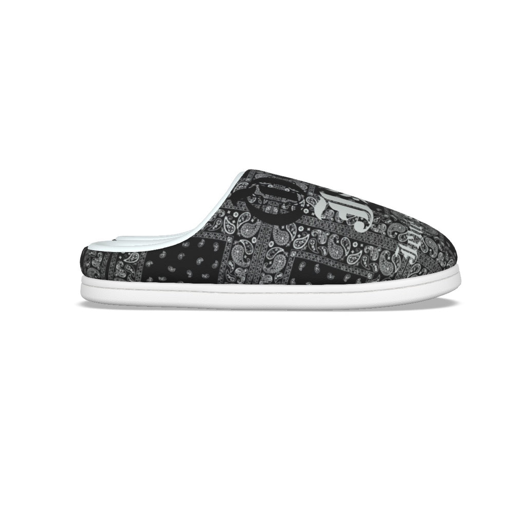 JSQ logo Black Bandana Print Slippers