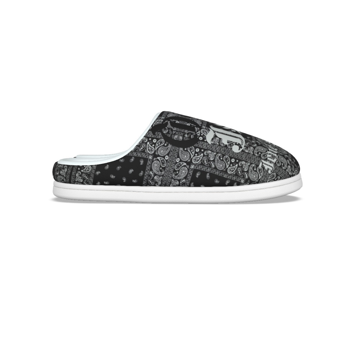 JSQ logo Black Bandana Print Slippers