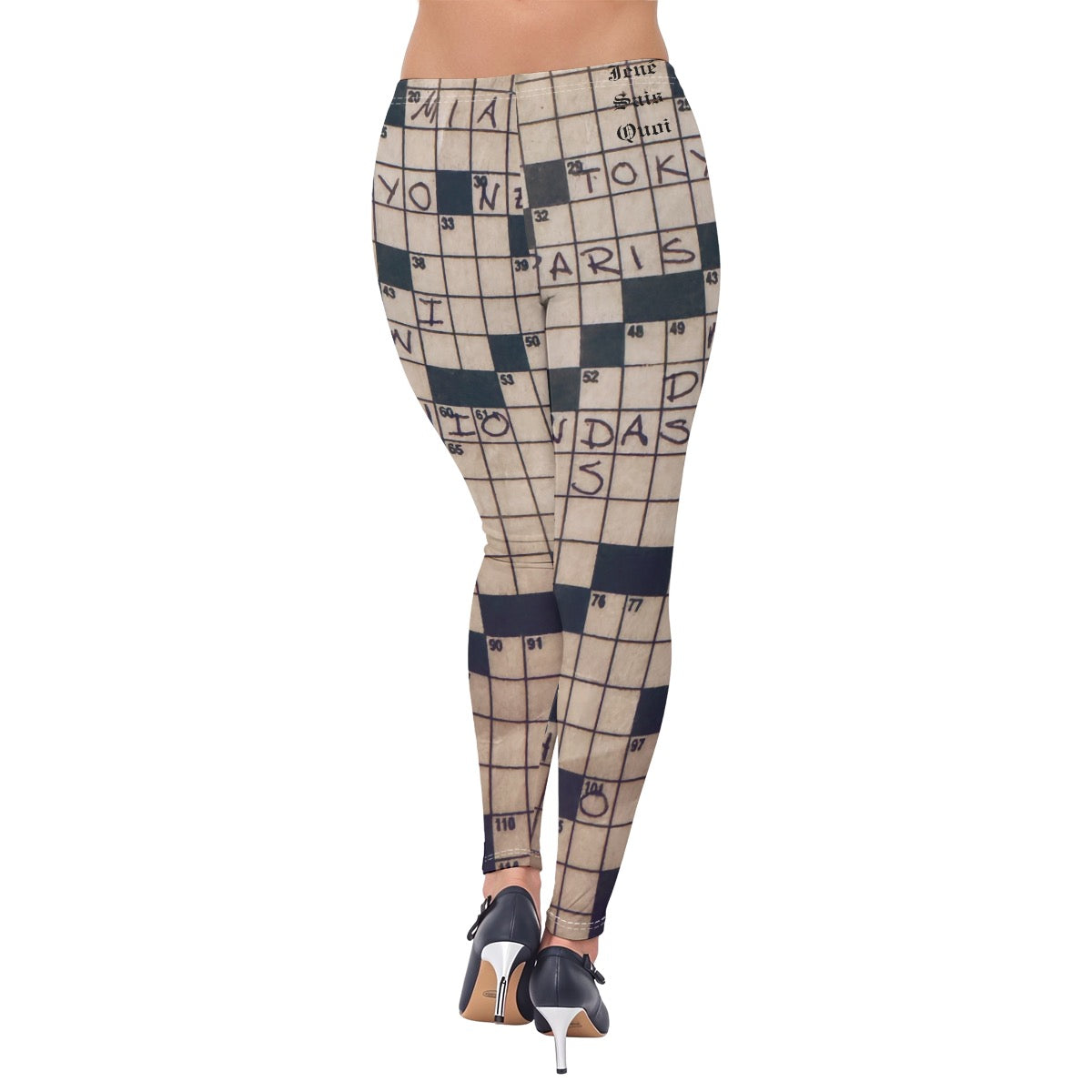 JSQ x INDASHIO Crossword Puzzle Print Leggings