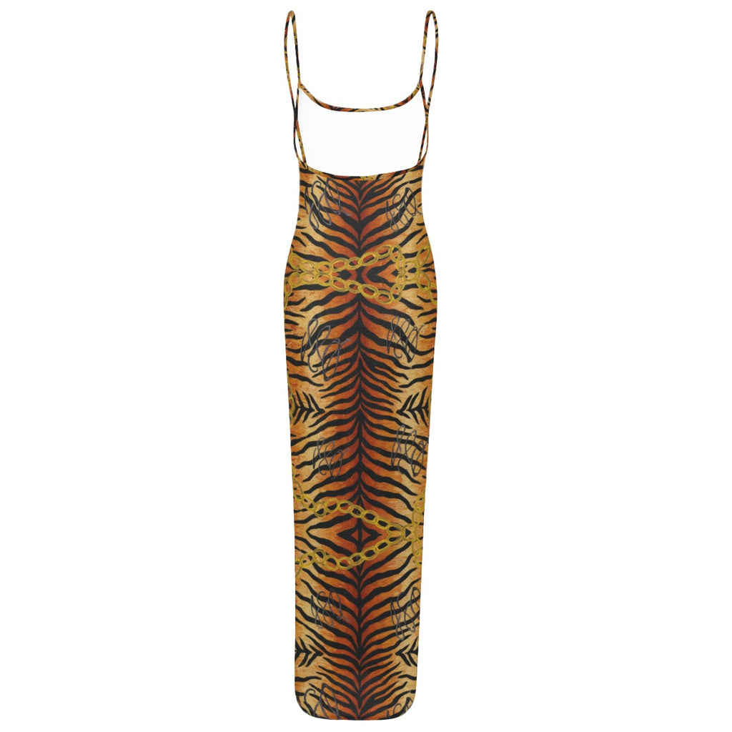 Animal Print Women's Sheer Mesh Backless Spaghetti Strap Maxi Dress – Jené Sais Quoi Designer Originals