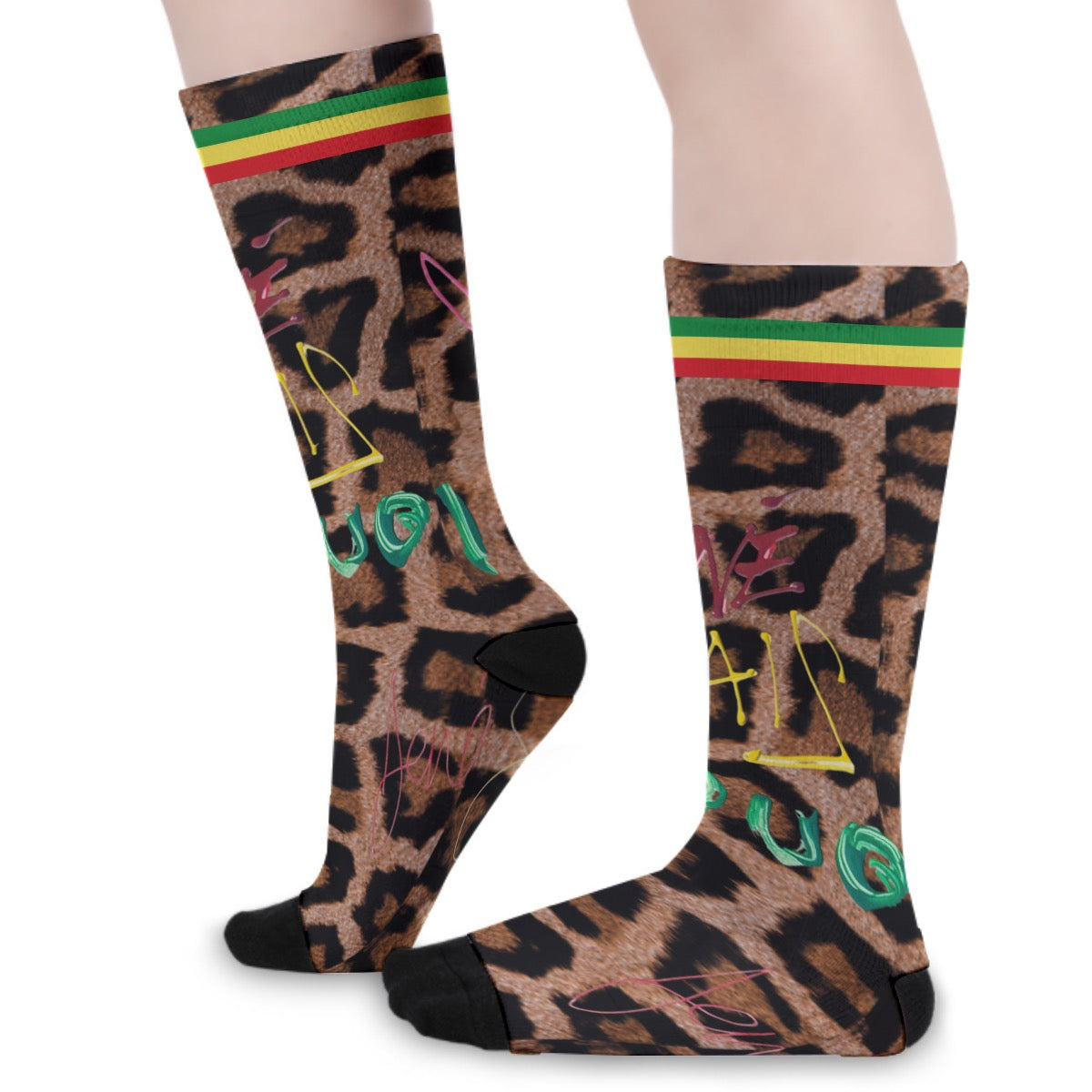 JSQ Rasta Leopard Print  Unisex Long Socks