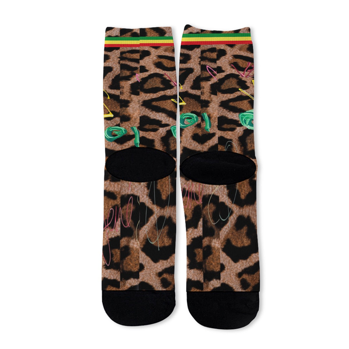 JSQ Rasta Leopard Print  Unisex Long Socks