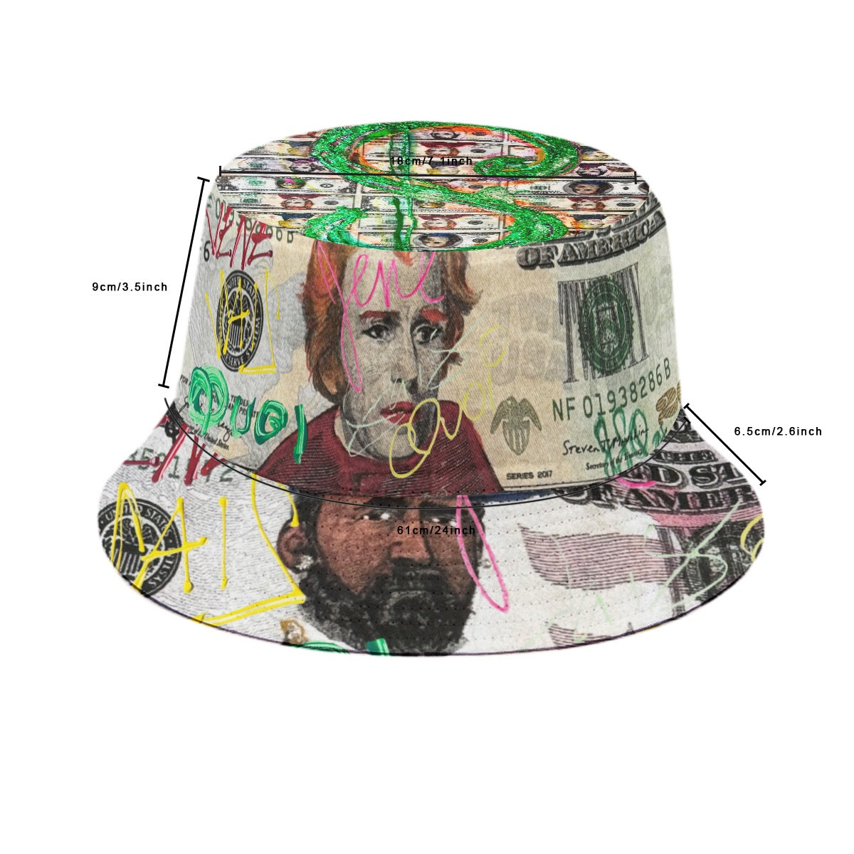 JSQ Rasta Graffiti Money Print Bucket Hat