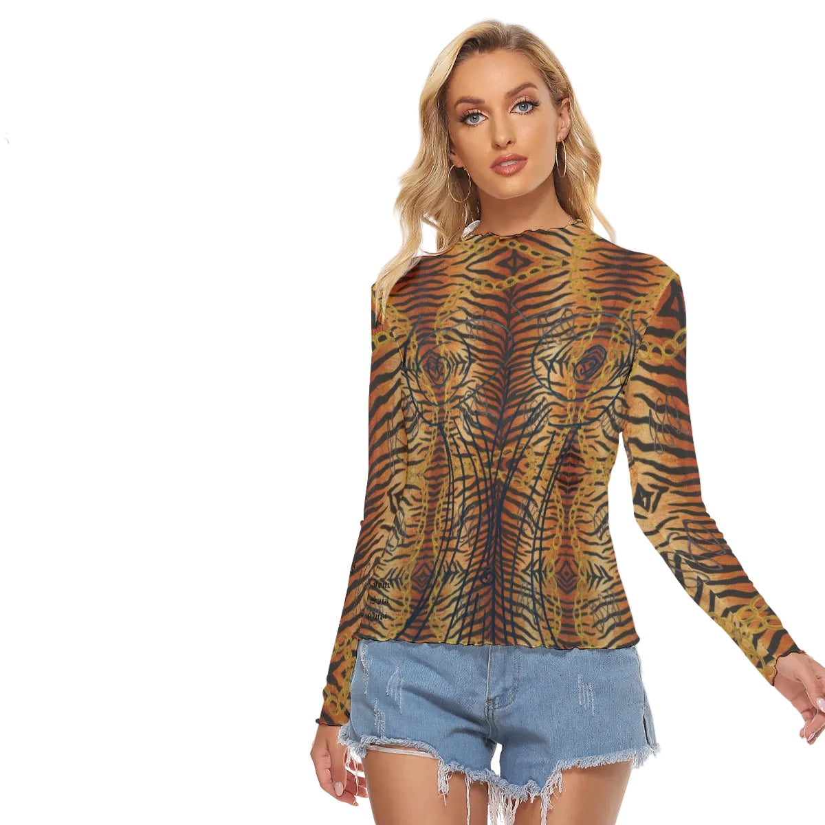JSQ Tiger Print Women's Mesh T-shirt