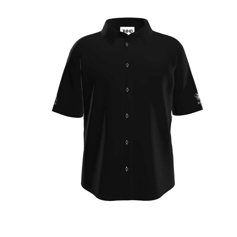 JSQ Black Linen Short Sleeve Botton down Shirt
