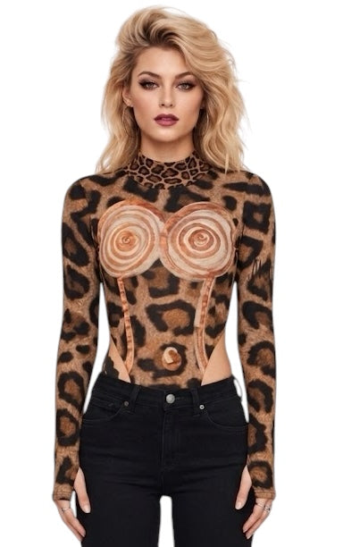 Paris Jackson inspired rockstar animal print bodysuit 