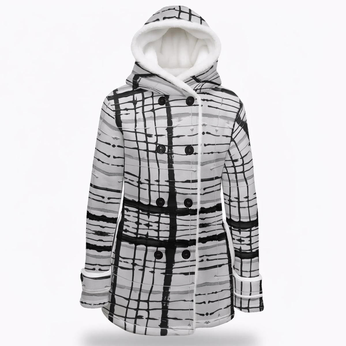 cozy winter jacket, luxurious fleece coat, designer look coat, warm winter outerwear