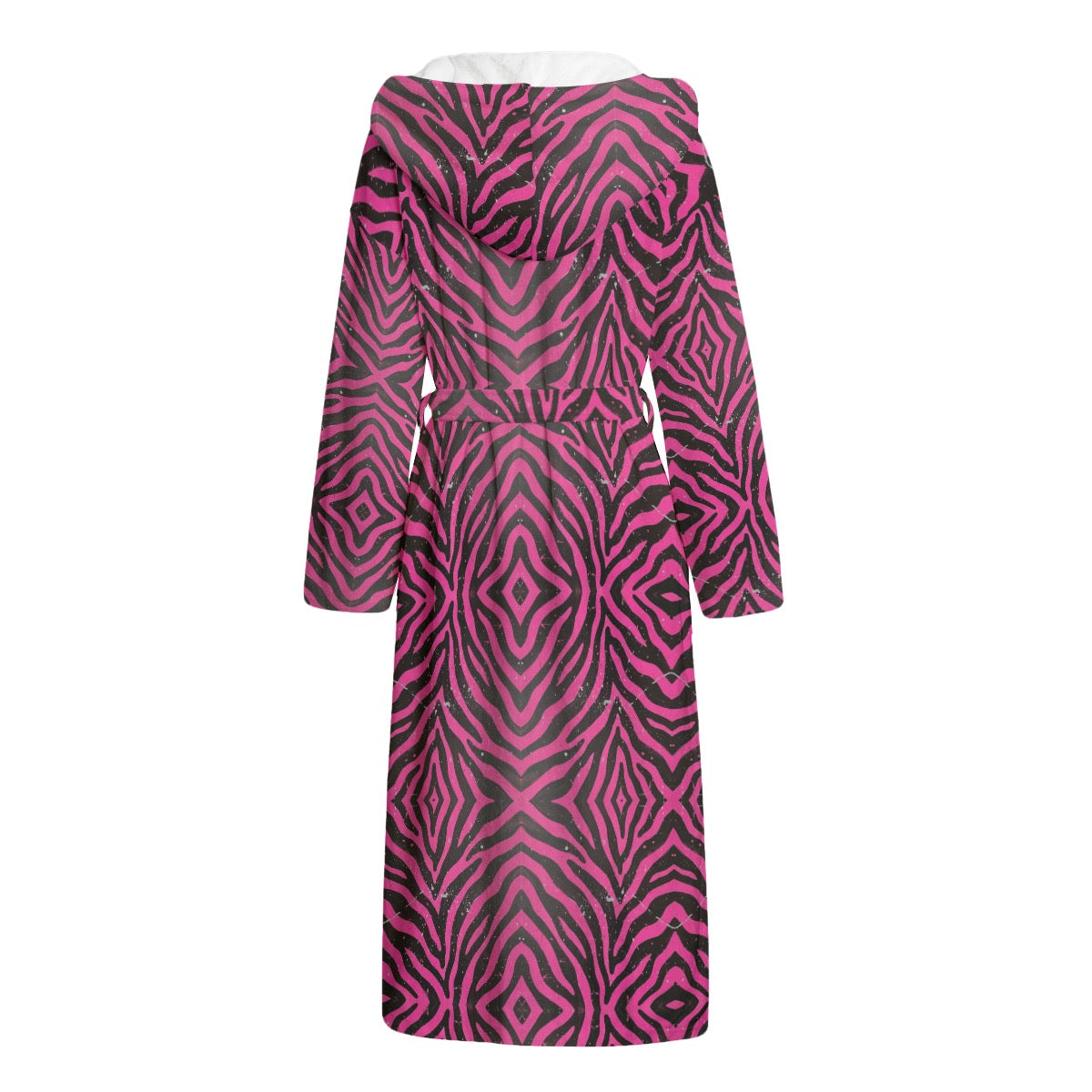 Pink and black patterned dress on a white background