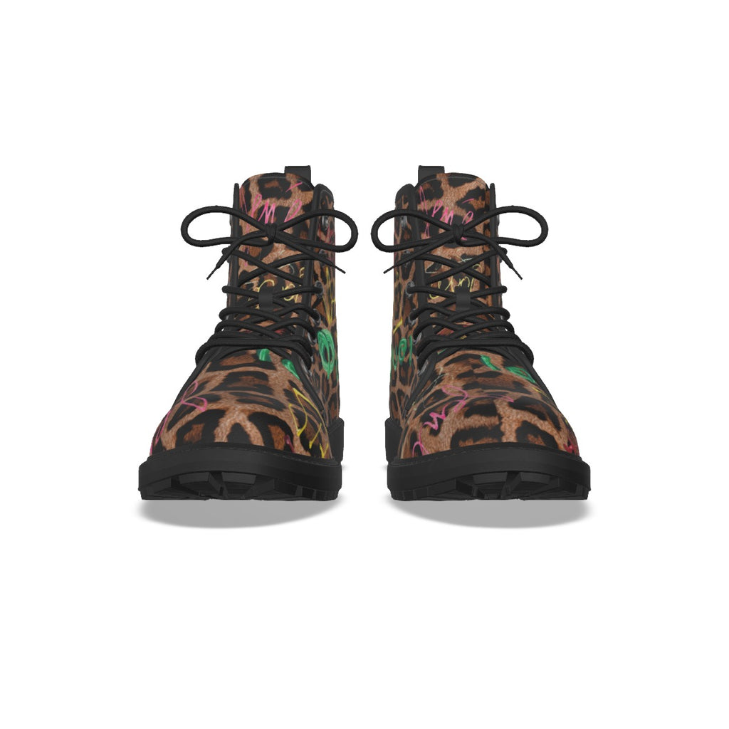 doc martens style leopard animal print boot