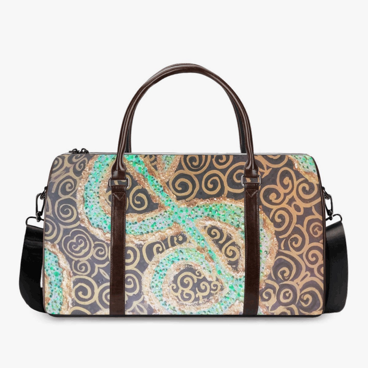 canvas designer bag with vegan leather straps 
