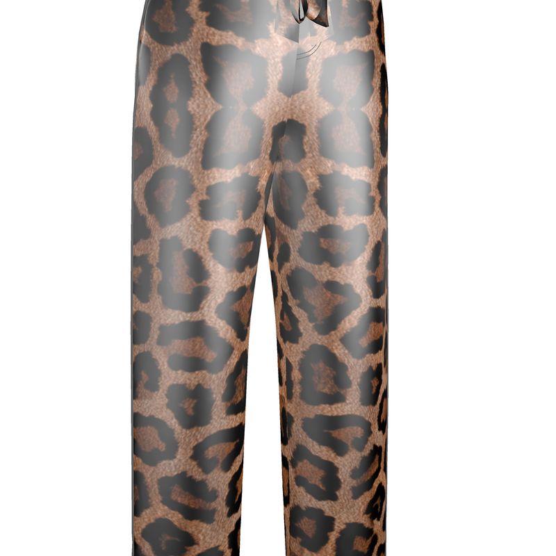 leopard print silk pants 