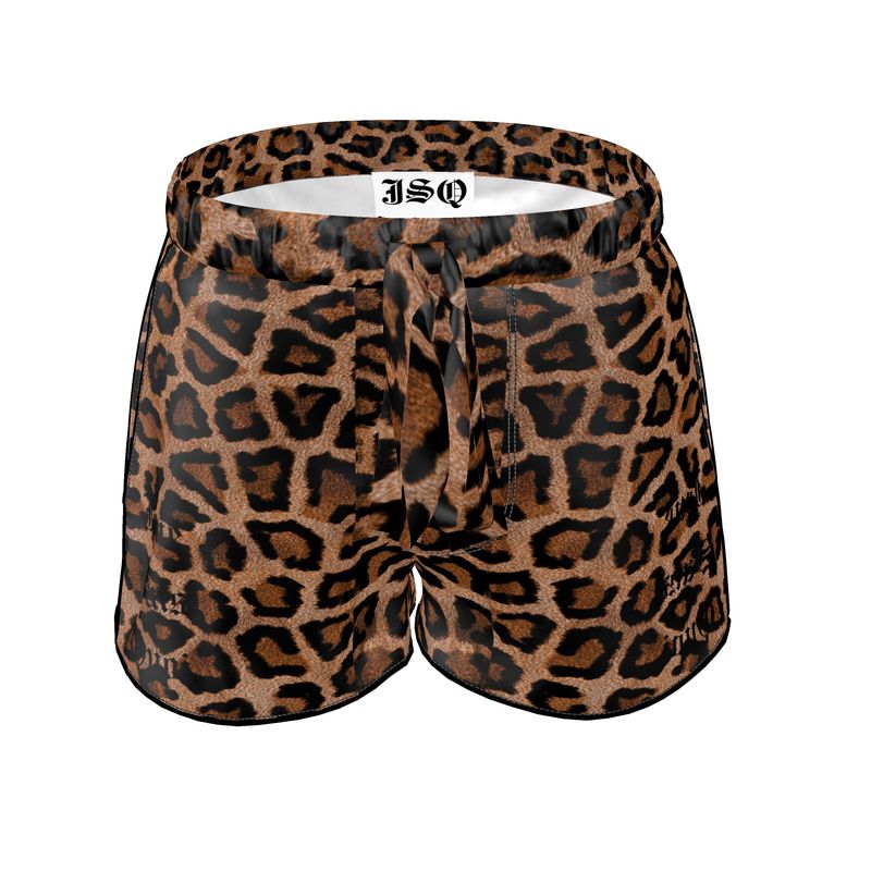 silk leopard print shorts